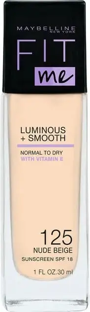 Krem pudër Maybelline Fit Me Luminous+Smooth, nr.125 Nude Beige, 30ml