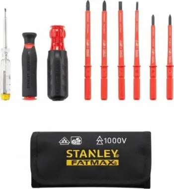 Set kaçavidash Stanley VDE Multi-Bit, 10 pjesë, me tester rryme