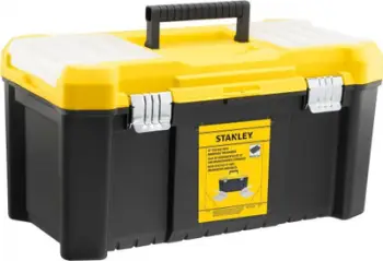 Kuti veglash Stanley Essential 16", plastike, me kapëse sigurie, e zezë
