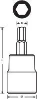 Prizë gjashtëkëndore Mandrel Stanley Allen Hex, 1/2", H4 x 55mm - 2
