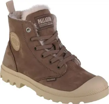 Këpucë Palladium Pampa Hi Zip WL W 95982-212-M, lëkurë natyrale, shollë gome, kafe