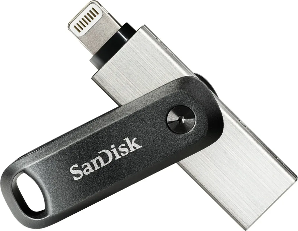 USB Flash Drive SanDisk iXpand Go, 256GB, USB 3.0/Lightning, e argjendtë/e zezë - 1