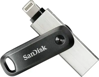USB Flash Drive SanDisk iXpand Go, 256GB, USB 3.0/Lightning, e argjendtë/e zezë