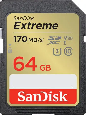 Kartë e memories SanDisk Extreme, SDXC, 64 GB, Class 10
