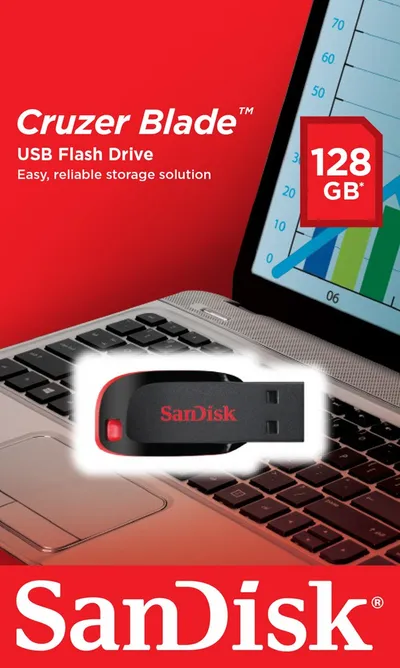USB SanDisk Cruzer Blade, 128 GB, USB Type-A - 8