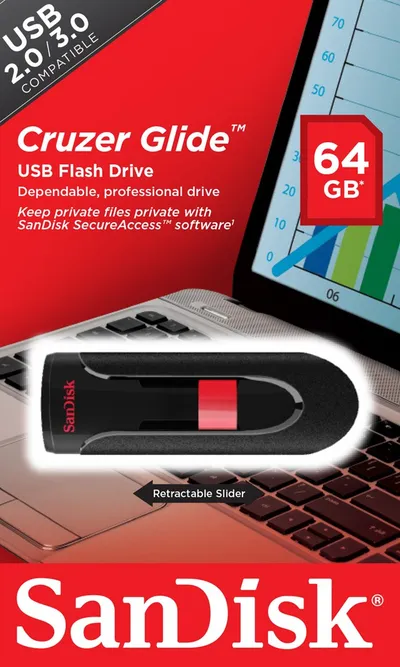 USB SanDisk Cruzer Glide, 64 GB, USB Type-A - 5