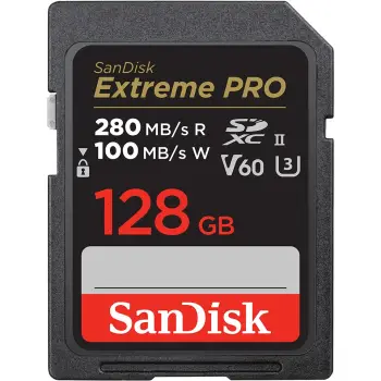 Kartelë memorie Sandisk Extreme PRO 128GB SDXC UHS-II, 280MB/s, e zezë