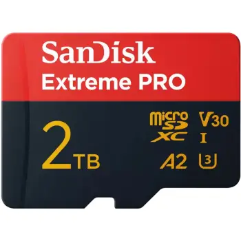 Kartelë microSDXC Sandisk Extreme PRO, 2 TB, Class 10, UHS-I, e zezë dhe e kuqe