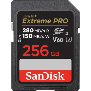 Kartelë memorie SanDisk Extreme PRO SDSDXEP-256G-GN4IN, 256GB, SDXC, UHS-II, e zezë