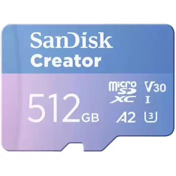 MicroSD Sandisk Creator 512GB, kaltër/vjollcë