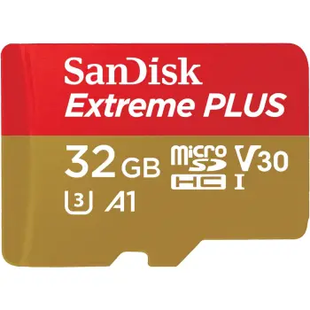 MicroSDHC Sandisk Extreme Plus 32GB, UHS-I, 100MB/s, SD adapter, rezistente