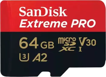 Kartë e memories SanDisk Extreme PRO, MicroSDXC, 64 GB, Class 10 + përshtatës SD