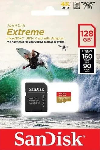 Kartë e memories SanDisk Extreme microSDXC, 128GB & adapter - 1