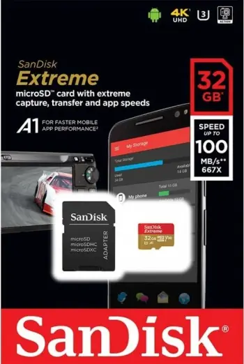 Kartelë memorie Sandisk Extreme 32GB microSD me adapter