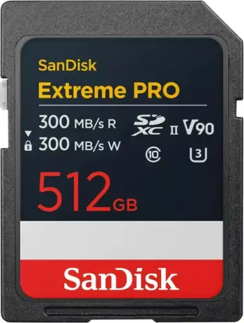 SD kartelë Sandisk Extreme PRO 512GB, Class 10, UHS-II, V90, e zezë