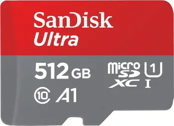 Kartelë memorie Sandisk Ultra microSDXC 512GB, Class 10, UHS-I, gri/kuqe