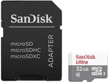 MicroSD Sandisk Ultra 32GB, Class 10, UHS-I, gri/kuqe