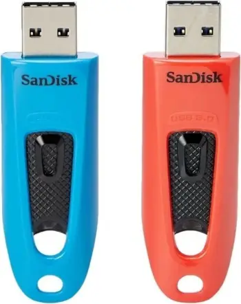 USB SanDisk Ultra, 64GB, USB 3.0, set 2 copë, blu dhe e kuqe