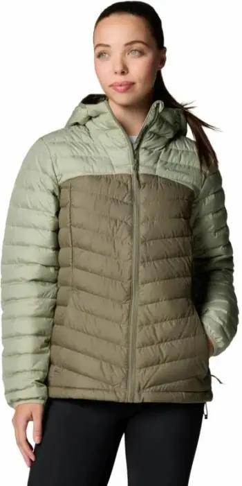 Jakne femrash Columbia Westridge Hooded Down Jacket W, poliestër, me kapuç, e gjelbër