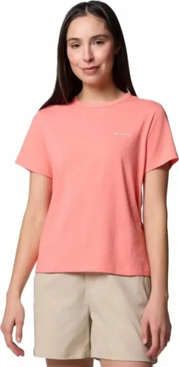 Bluzë me mëngë të shkurtra Columbia Rolling Bend Graphic SS Tee W, pambuk poliester, rozë
