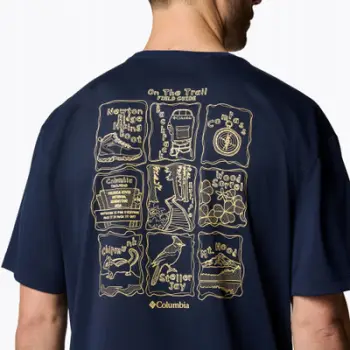 Bluzë Columbia Cedar Trail Back Graphic Tee M, pambuk poliester, me mëngë të shkurtra, blu navy