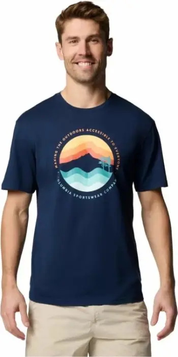 Bluzë Columbia Path Lake II Graphic Tee, pambuk poliester, me mëngë të shkurtra, blu navy