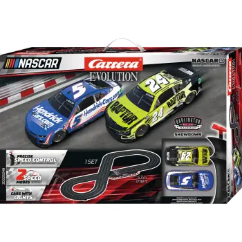 Set garash Carrera Evolution NASCAR Darlington Showdown, 2 makina, pistë 5.3m, multingjyrëshe
