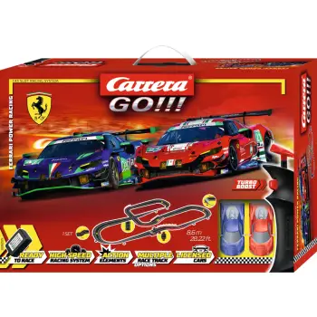 Set gare Carrera GO!!! Ferrari Power Racing, 2 makina, pista e zgjerueshme, multikolor