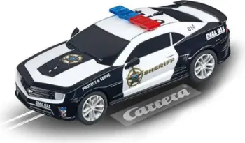 Makinë policie Carrera: Chevrolet Camaro Sheriff, 19 x 17 x 3 cm, e bardhë / zezë