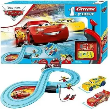 Pistë garash Carrera First Disney Cars 3 Race of Friends, 2.4m, me 2 makina, shumëngjyrëshe