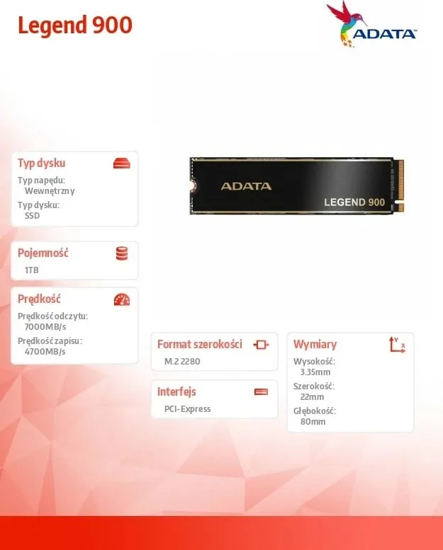 Disk SSD ADATA Legend 900, 1TB, M.2 NVMe - 11