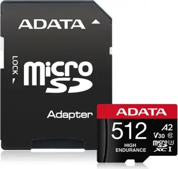 Kartë memorie MicroSDXC ADATA High Endurance, 512GB, Class 10 UHS I U3 A2 V30