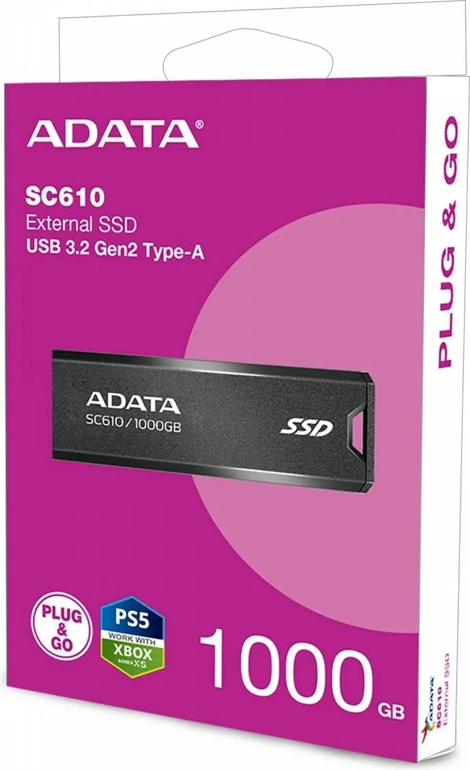 SSD i jashtëm ADATA SC610, 1TB, USB 3.2 Gen2, i zi kuqe - 3