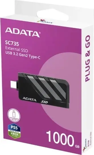 SSD i jashtëm Adata SC735, 1TB, USB 3.2 Gen2, gri e zezë