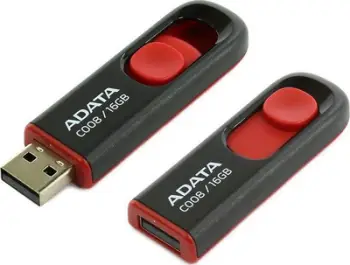 Flash Drive Adata C008, 16 GB, i zi/kuq