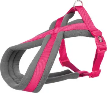 Rrip për qen Trixie Premium, S: 35–50 cm/20 mm, rozë/hirtë