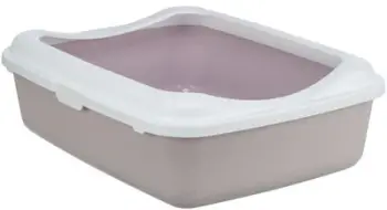 Tabaka tualeti për mace Trixie Classic, me bordurë mbrojtëse, plastikë e ricikluar, lejla e çelët dhe e bardhë