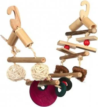 Lodër për kafshë të vogla Trixie Bamboo Toy, urë e varur 45 cm, bambu natyrale - 1