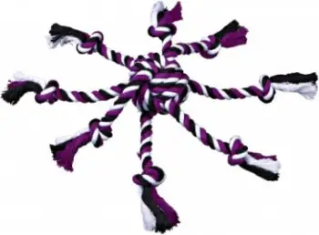 Lodër litari për qen Trixie Rope Denta Fun, top 7 cm, gjatësi 44 cm, shumëngjyrëshe