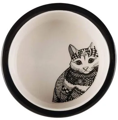 Tas për mace Trixie Zentangle, 300ml, i bardhë / zezë - 1