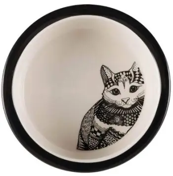 Tas për mace Trixie Zentangle, 300ml, i bardhë / zezë