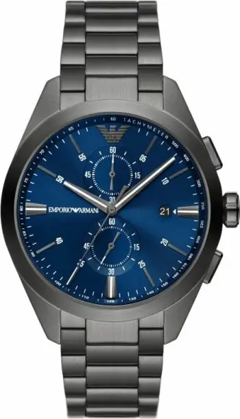 Orë dore Emporio Armani Chronograph, 43mm, çelik inoks, gri gunmetal