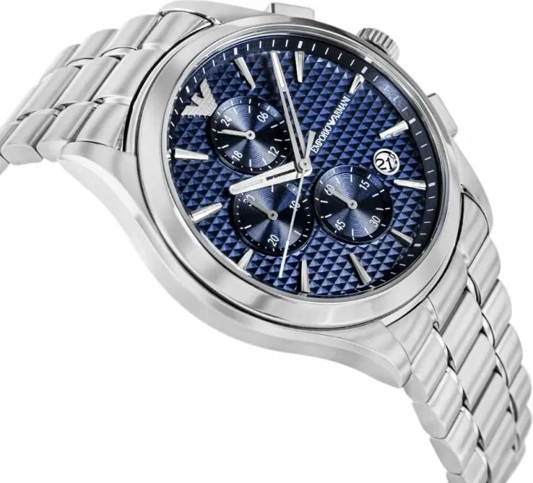 Ora dore Emporio Armani Chronograph, 42mm, çelik inox, argjend - 3