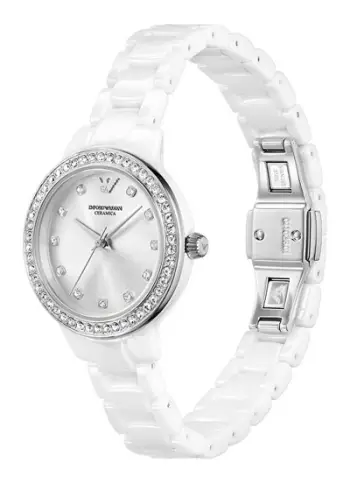 Orë për femra Emporio Armani Cleo Ceramic AR70013, e bardhë