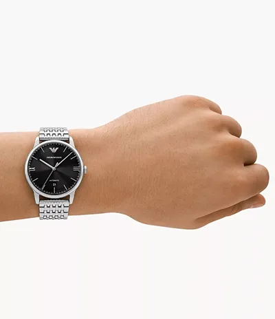 Orë dore për meshkuj Emporio Armani Automatic AR60081, e argjendtë - 2