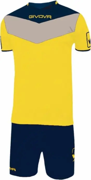 Komplet futbolli Givova për meshkuj dhe fëmijë, të zezë me të verdhë