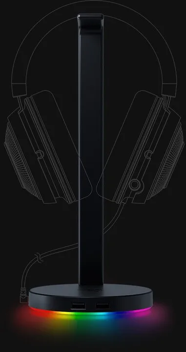 Mbajtëse kufjesh Razer Base Station V2 Chroma, USB, e zezë - 5