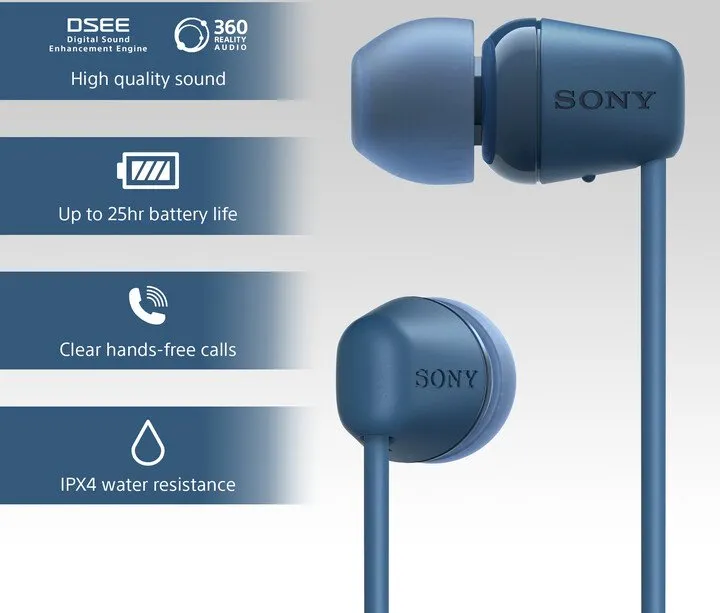 Dëgjuese Sony WI-C100, të kaltra - 8