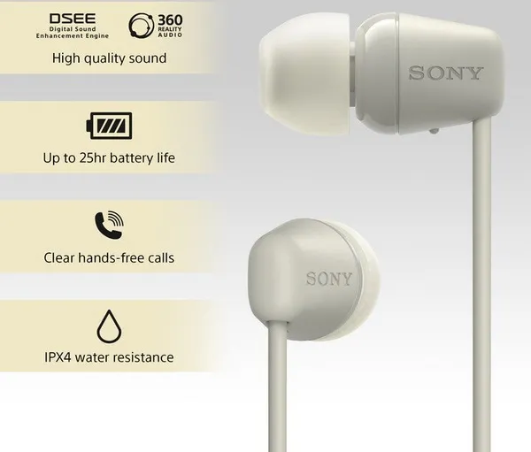 Dëgjuese Sony WI-C100, të hirta - 6