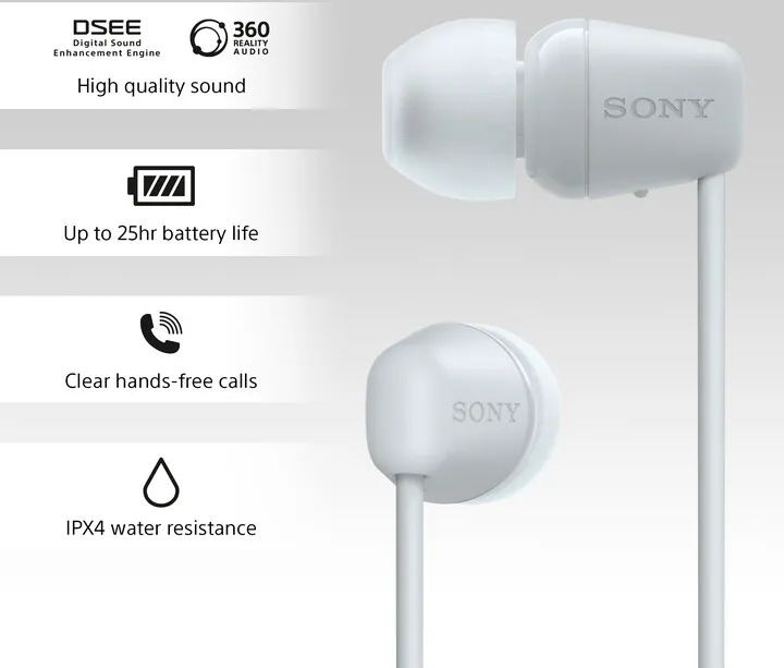 Dëgjuese Sony WI-C100, të bardha - 4